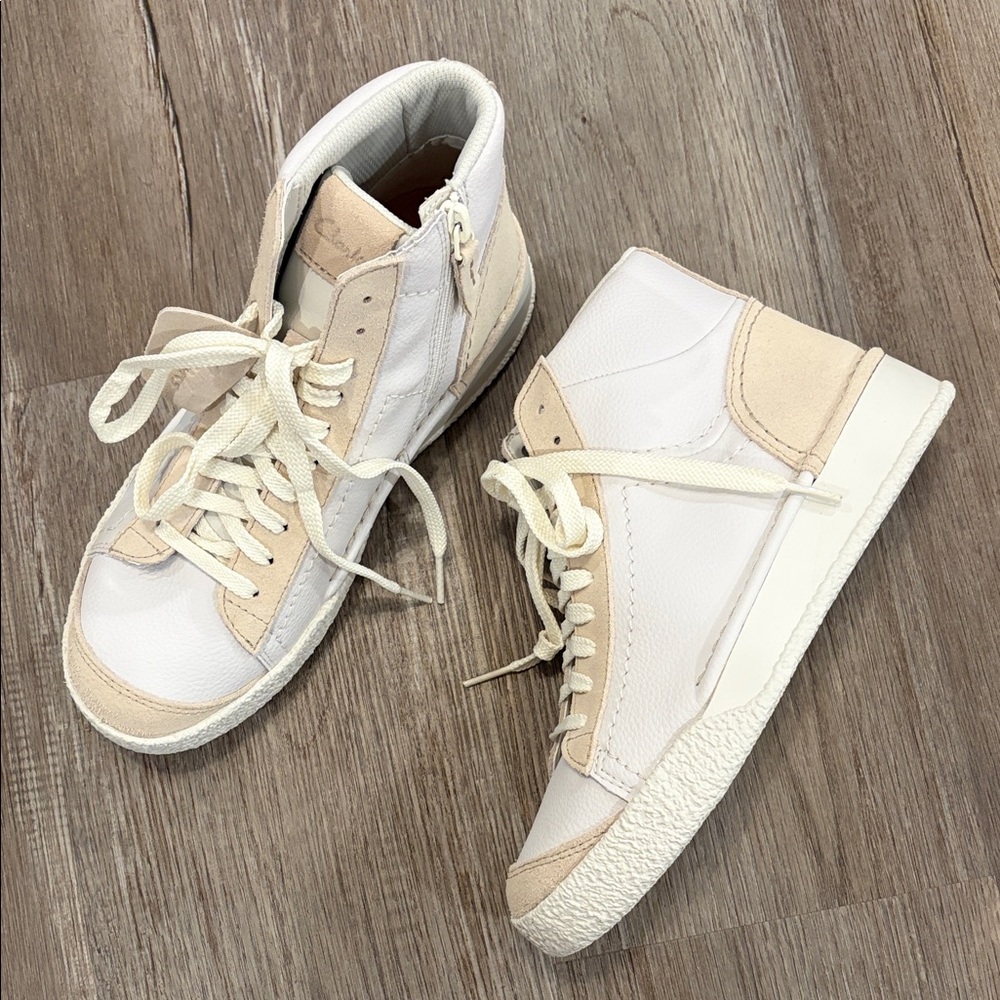 Clarks Cream and White High-Top Sneakers
